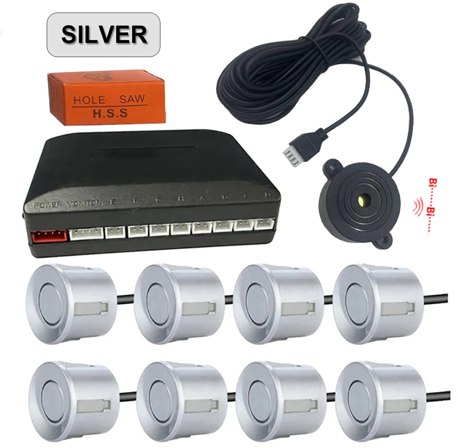 

Модель зуммера, парктроник автомобиля, несколько радарных парковочных датчиков с 8 датчиками, обратный резервный парковочный радар, монитор, система детектора