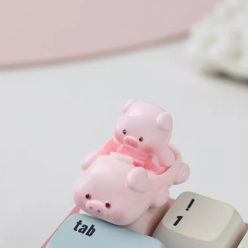 Новые милые розовые колпачки для клавиш в виде свинок, 3D мультяшные полимерные колпачки ESC для механической клавиатуры, персонализированный подарок для девушки, игровые аксессуары (art.: 3920d81dec414) - 3920d81dec414