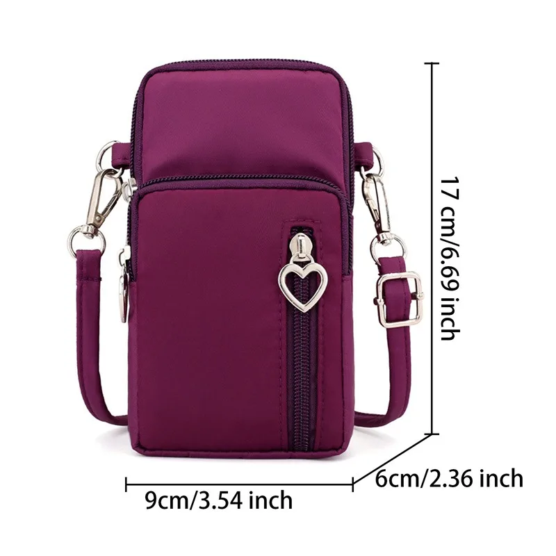 New Mobile Phone Bag Women'S Messenger Bag Hanging Neck Coin Purse Vertical Handbag Crossbody Bag Solid Color Print Shoulder