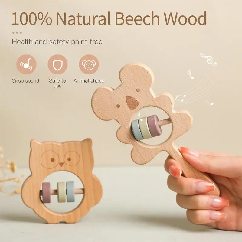 

Sensory Teething Toy For Baby Toddler Wooden Rattle Rattle Teether Safe And Easy To Grasp For Infants And Toddlers