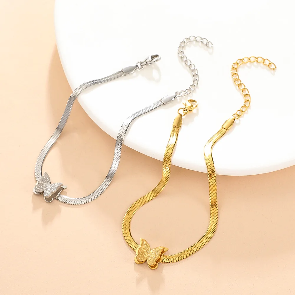 Женское колье с подвеской-бабочкой, из титановой стали