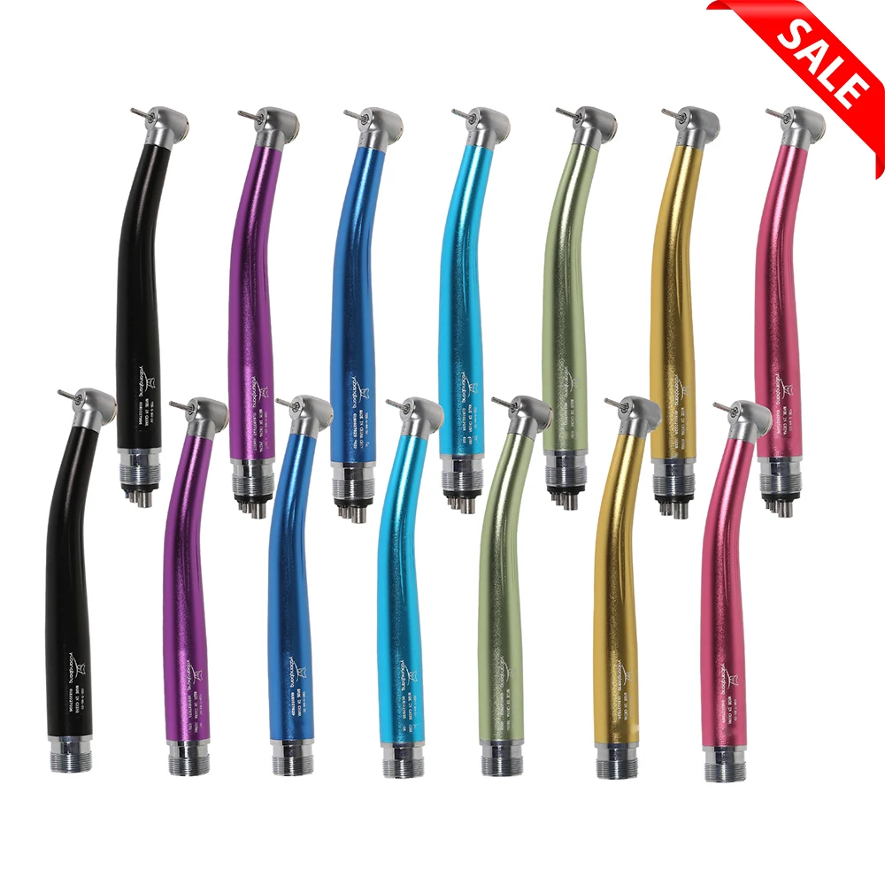 Dental High Speed Handpiece Air Turbine NSK 4/2 Hole 7 Colorful Standard Head Push Button Silver Rings Dental Supplies Stainless