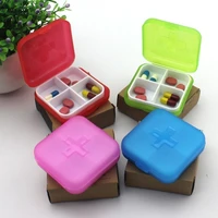 cross four square pill box portable pill storage pure color appearance carry pocket plastic box outdoor and home