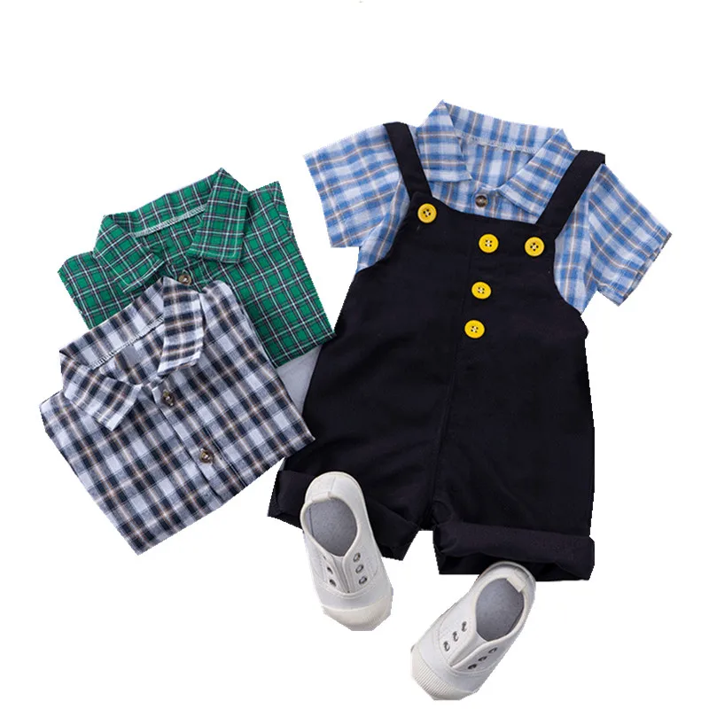 

Baby boys clothes sets summer 0 1 2 3 Years Toddler Shirts Overall Shorts 2pcs Wedding Suits For Newborn Bebe Infants Outfits