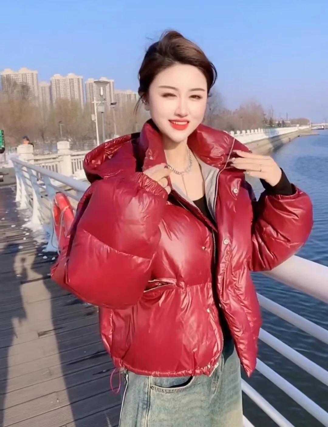 Winter New down Jacket Cotton-padded Clothes Women Creative Strap Design Age-Reducing Loose Fashion Versitile Co... |