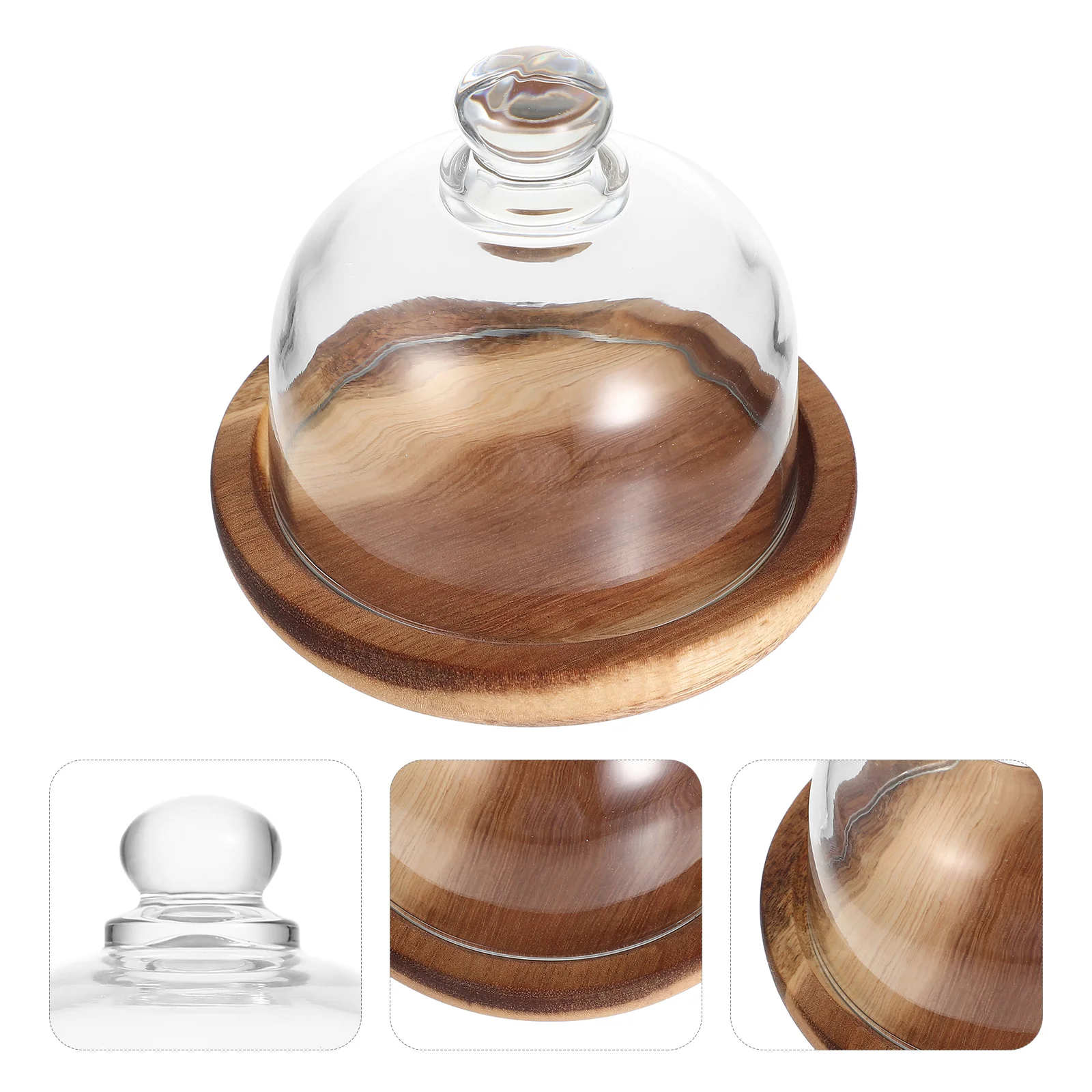 

Cake Stand Domecover Plate Dessert Glass Tray Display Serving Lid Round Standswooden Platterholder Cloche Clear Table Cheese