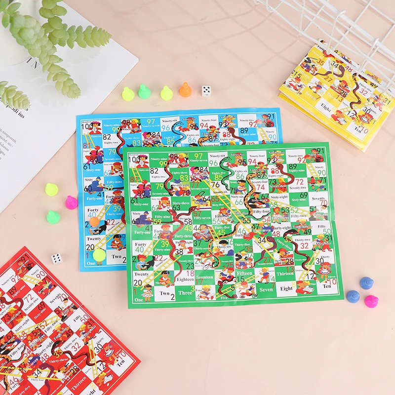 

Snake Ladder Plastic Flight Chess Set Portable Family Party Board Games Toys for Kids for 2-4 Players