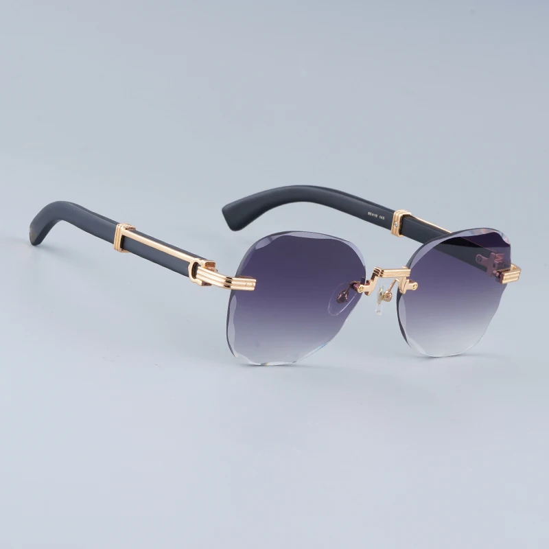 0520S большие круглые солнцезащитные очки неправильной формы с деревянной ручкой