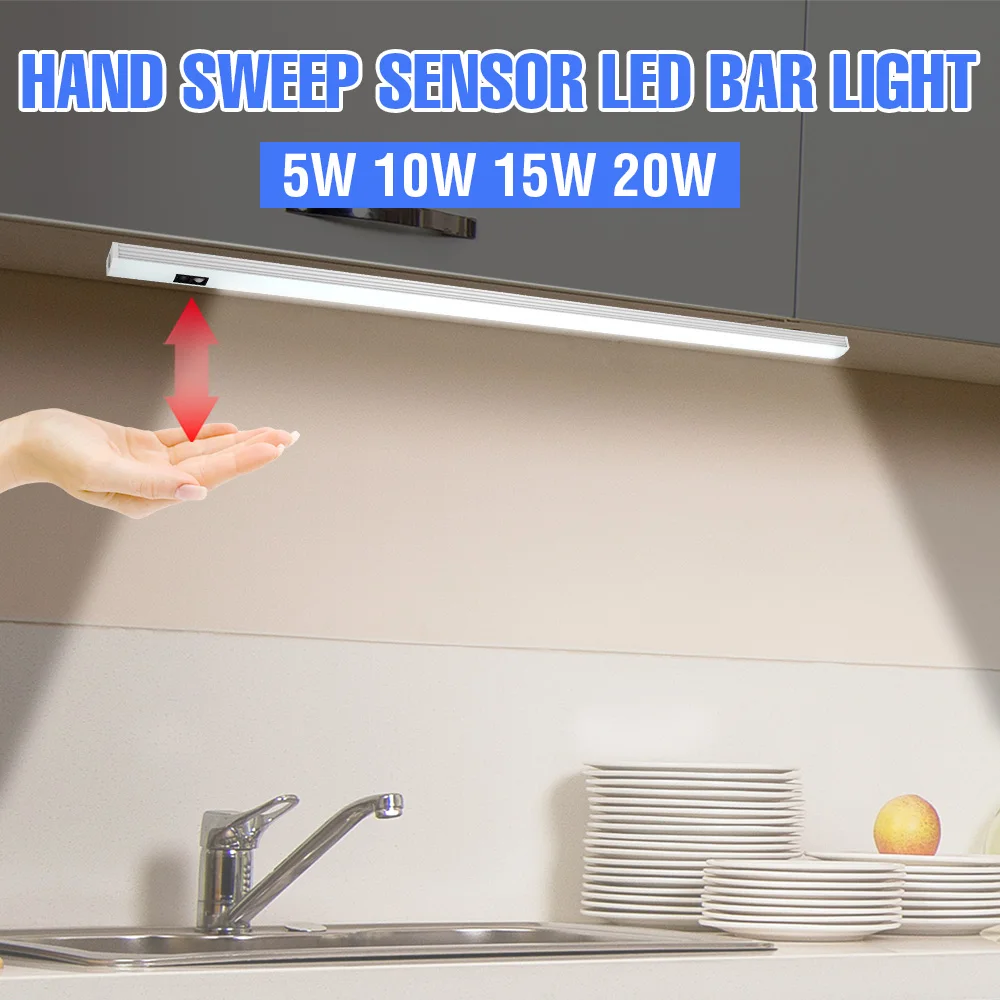 

KEBINCPLED USB 5V PIR Cabinet Light Hand Sweep Motion Sensor LED Bar Kitchen Closet Lamp Bar Backlight Lighting 20/30/40/50CM
