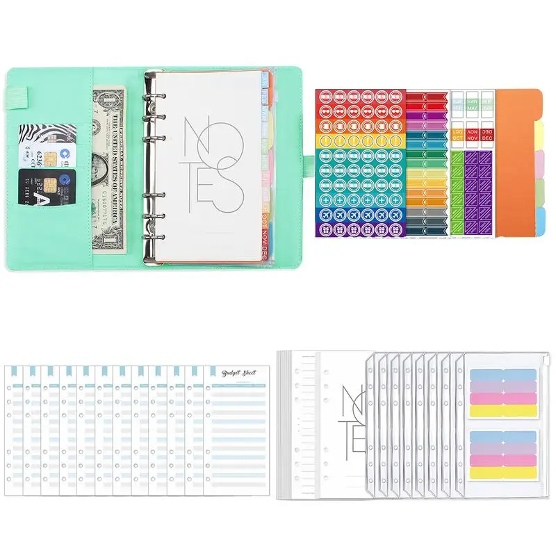 

PU Leather Notebook Binder Cash Envelope Budget Binder Creative Cash Budget Financial Planner Hand Book