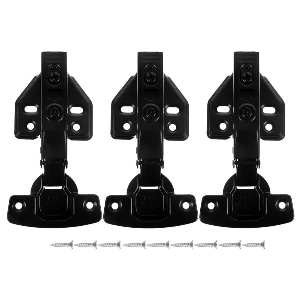 

3 Pcs Kitchen Cabinet Hinge Black Door Hinges Doors Replacement Panel Stainless Steel Damping