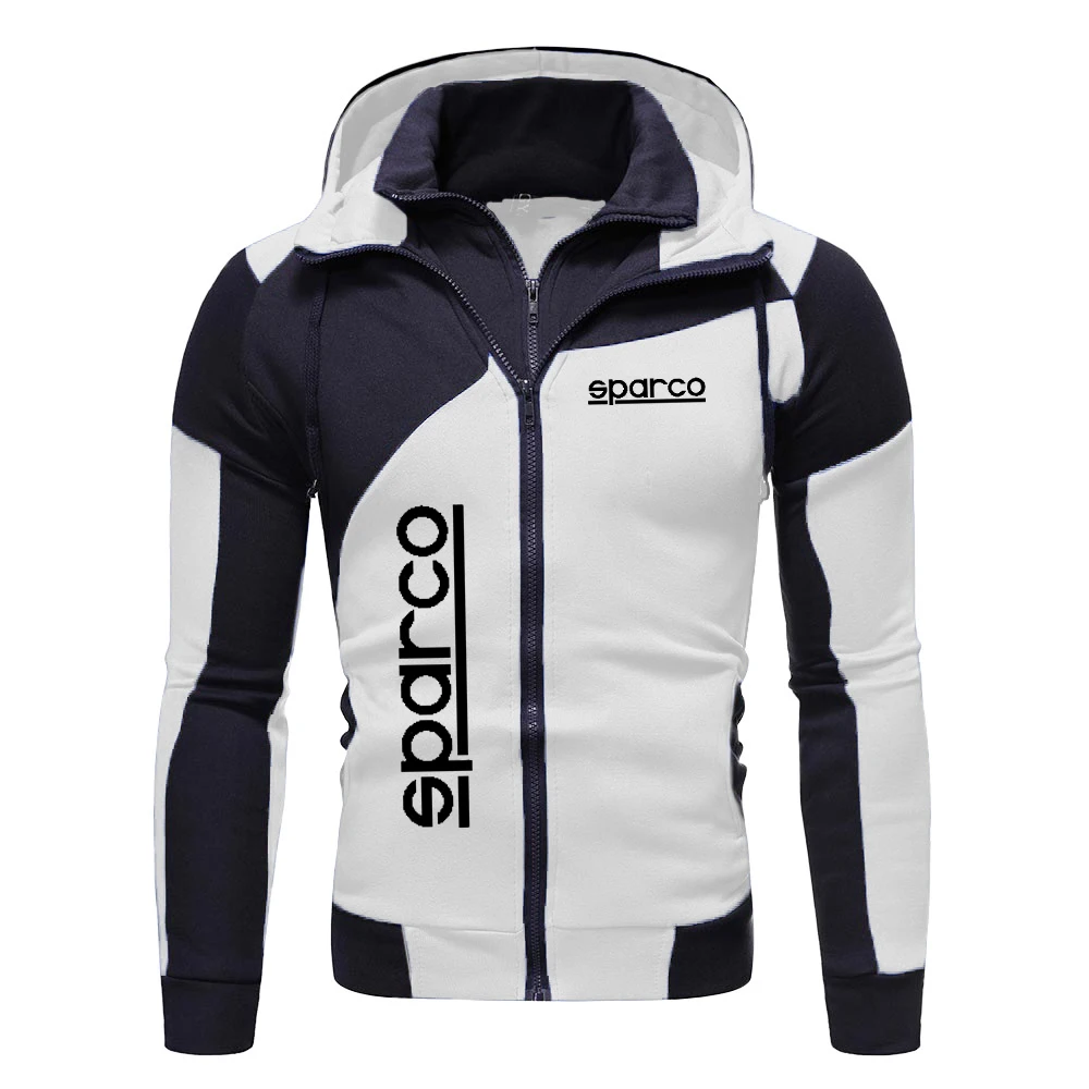 

Men's Sparco Print Hoodie Outerwear Sport Zipper Hoodies Multi-zip Slim Hooded Jacket Casual Long Sleeve Sweatshirts