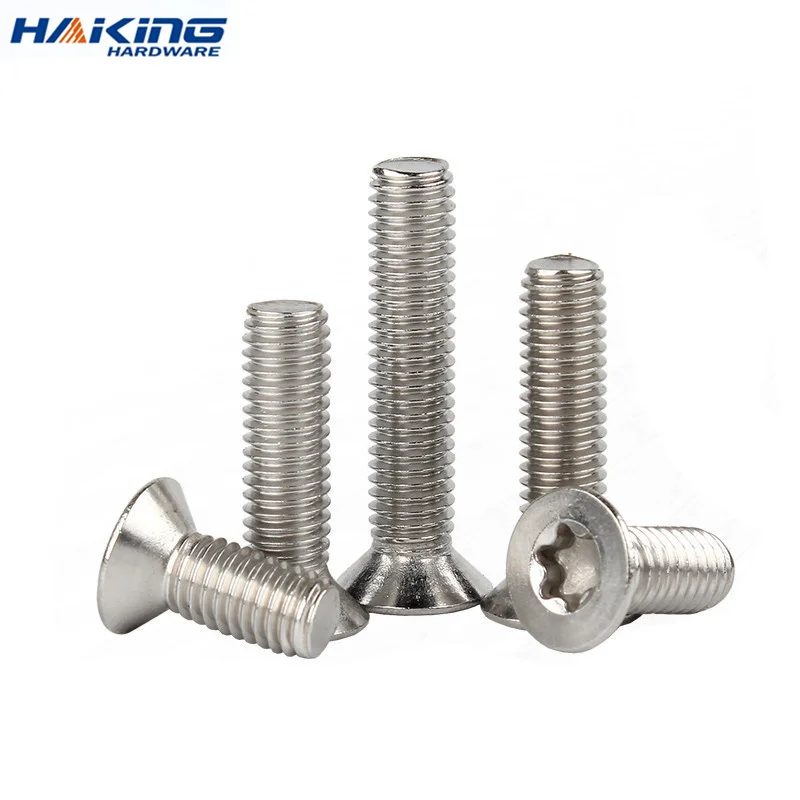 

100pcs/lot Six-Lobe Torx Flat Countersunk Head Screw Bolt M1.6 M2 M2.5 M3 M4 M5 M6 M8 304 A2-70 stainless steel GB2673