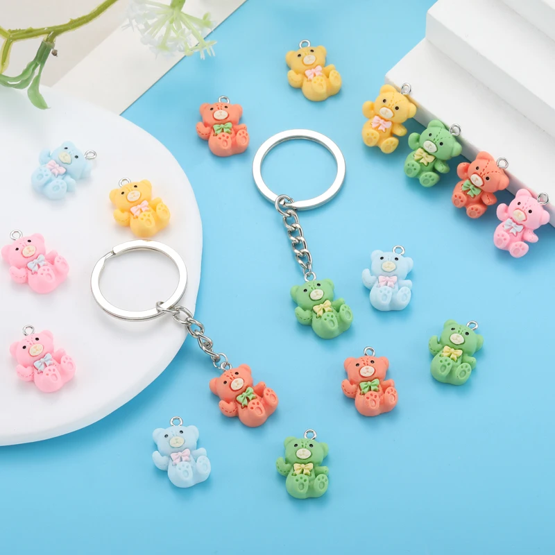 20 шт. 5 цветов подвески из смолы с медведем каваи мультяшные животные для серег