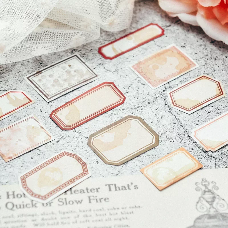 

New Vintage Frame Label Coffee Stickers Junk Journal Antique Paper Stickers Decorative Diary Album Scrapbooking Stickers