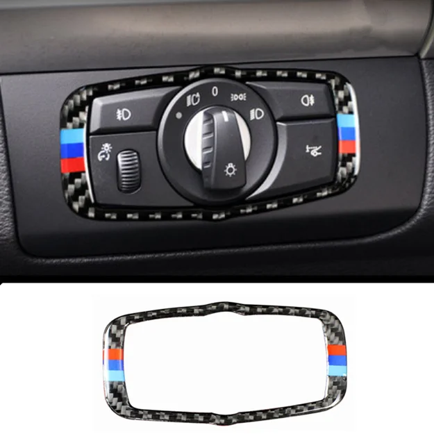Автомобильная отделка из углеродного волокна для BMW X5 X6 E70 E71 2008-2013, декоративная отделка переключателя фар из углеродного волокна