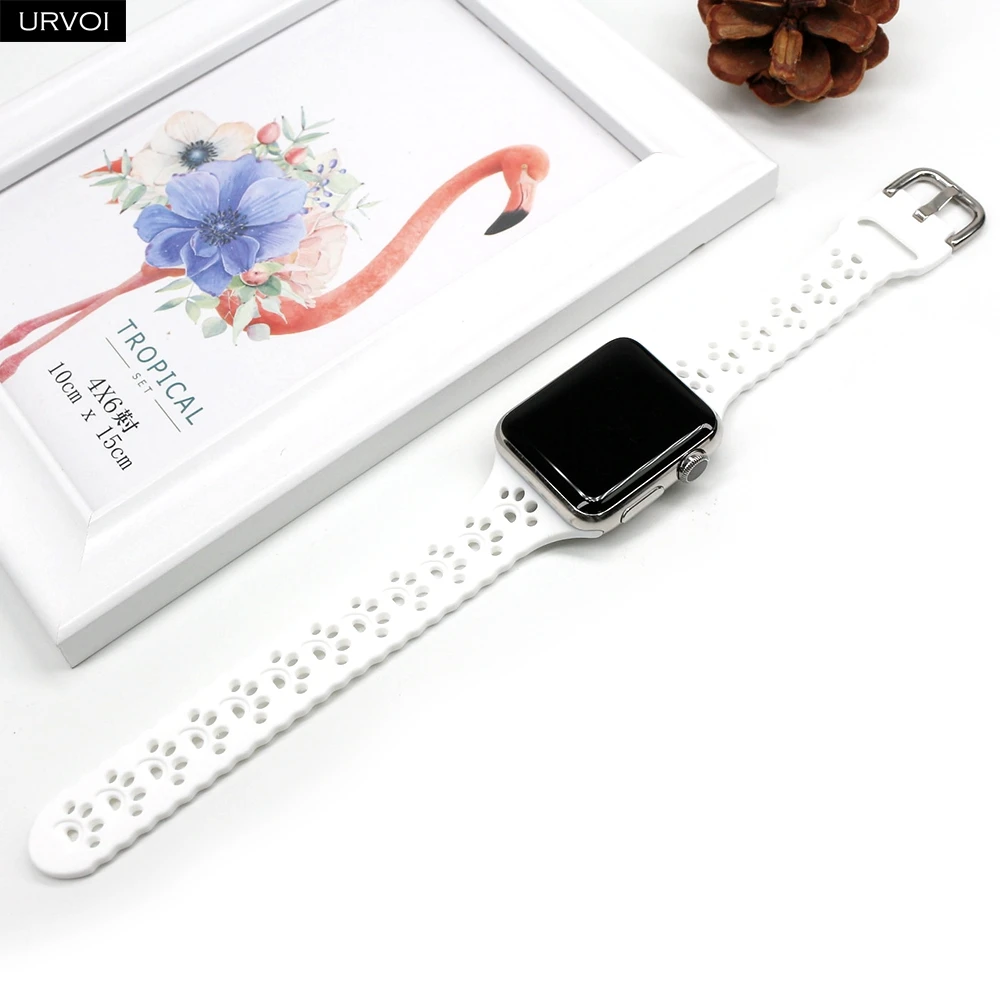 Ремешок URVOI для Apple Watch series 8 7 6 SE 5432 силиконовый тонкий браслет с кошачьими когтями
