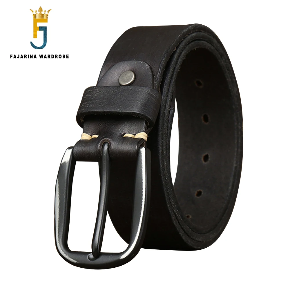 FAJARINA Top Quality Personality Design Retro Styles Cowskin Pin Belts Men's Cow Genuine Leather Belt Western Jeans N17FJ1219