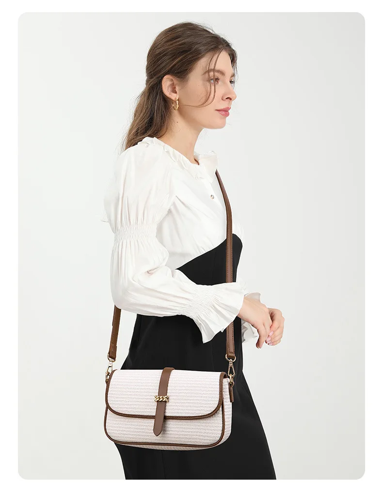 2022 New Women's Bag Contrast Color Small Square Bag Western Style Fashion Retro High-End Women's One-Shoulder Messenger Bag