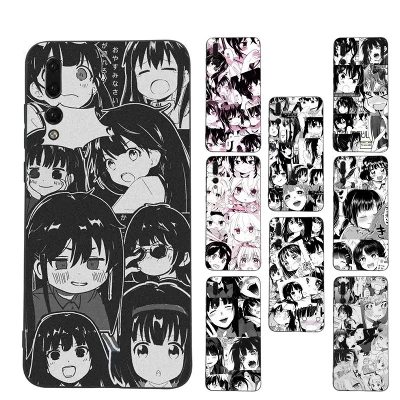 

Black White Pink Anime Girl Phone Case for Samsung A51 A30s A52 A71 A12 for Huawei Honor 10i for OPPO vivo Y11 cover