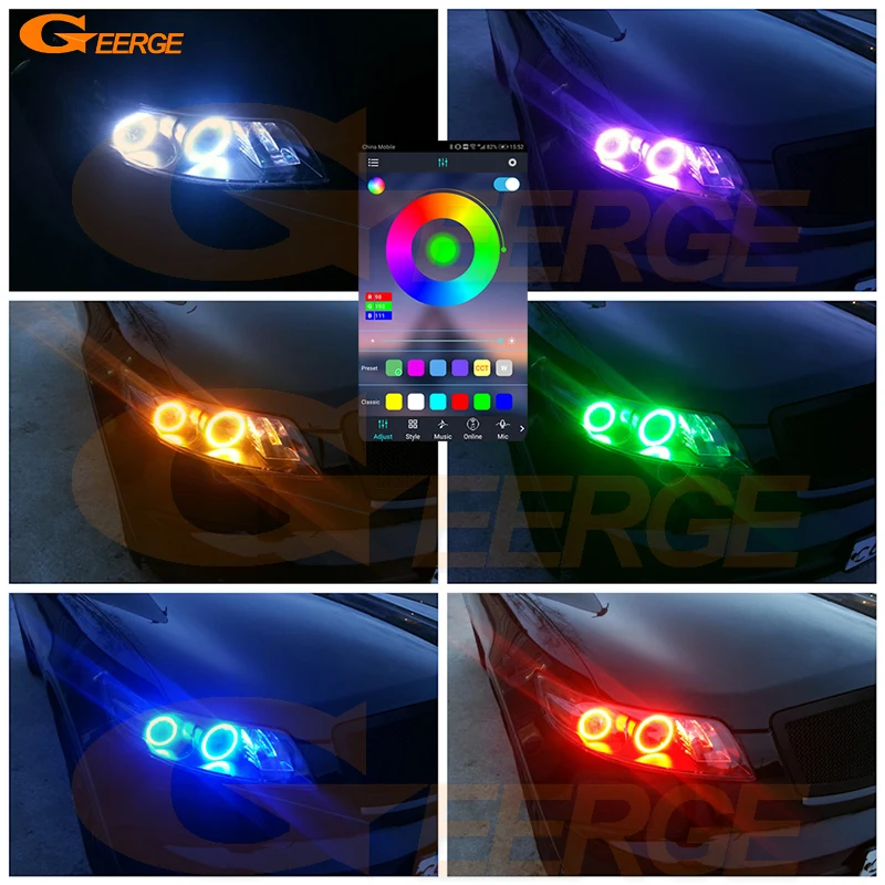 

For INFINITI FX35 FX45 S50 2003 2004 2005 2006 2007 2008 RF Remote BT App Multi-Color Ultra Bright RGB LED Angel Eyes Halo Rings