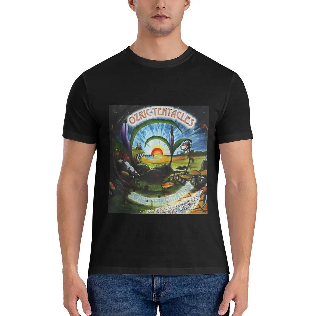 Мужская футболка с забавными щупальцами Рок-группы Ozric Топы принтом свободные и
