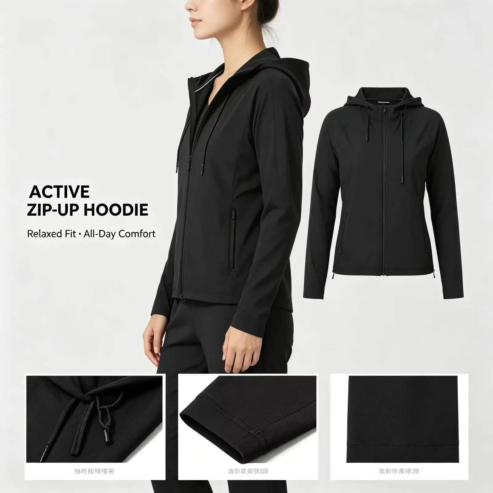 Фото Новая легкая черная куртка Under Armour с капюшоном для женщин и мужчин, из гладкой ткани, на молнии, свободного кроя, для повседневной носки, активного отдыха и уличного стиля №2