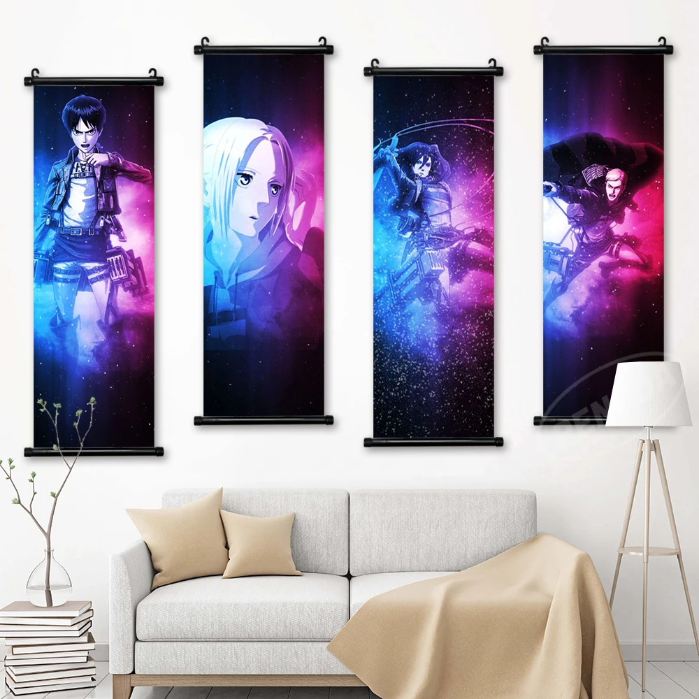 

Wall Artwork Canvas Attack On Titan Pictures Levi·Ackerman Painting Printed Mikasa Poster ArminArlart Hanging Scrolls Home Decor