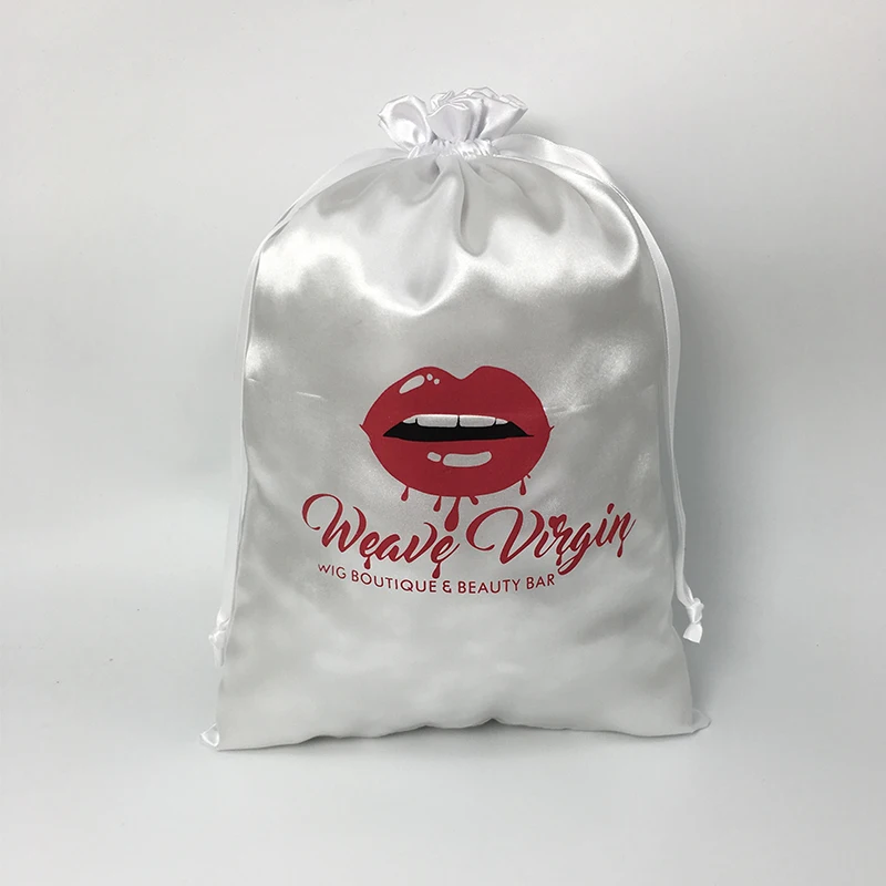Satin Bag for Jewelry Packaging White Drawstring Pouch Cosmetic Party Beaded Luxury Sachet Reusable Silk Bags Custom Print Logo