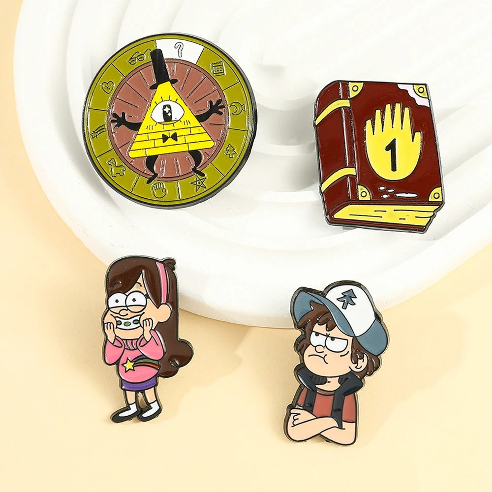 

Gravity Falls Enamel Lapel Pins Cartoon Figure Dipper Mabel Ideas Brooch Badge Jewelry Gift for Friends Wholesale