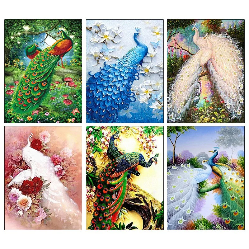 

5D Diamond Painting Full Diamond Vertical Peacock DIY Diamond Cross Stitch Home Living Room Bedroom Entrance Decorative Painting