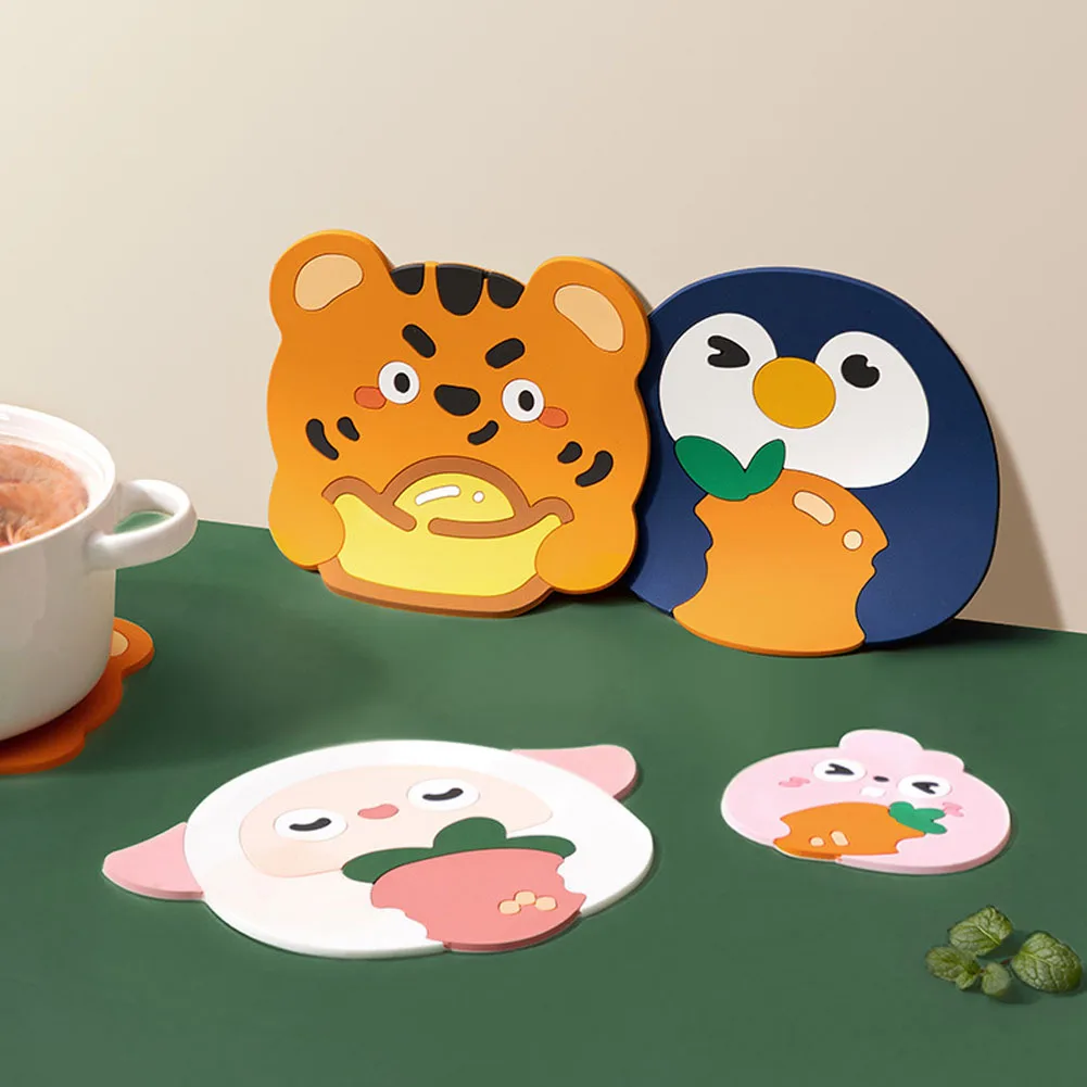 

Creative Cute Table Placemat Waterproof Heat Insulation Non-Slip Bowl Pad Cartoon Milk Coffee Water Coasters Kitchen Tableware