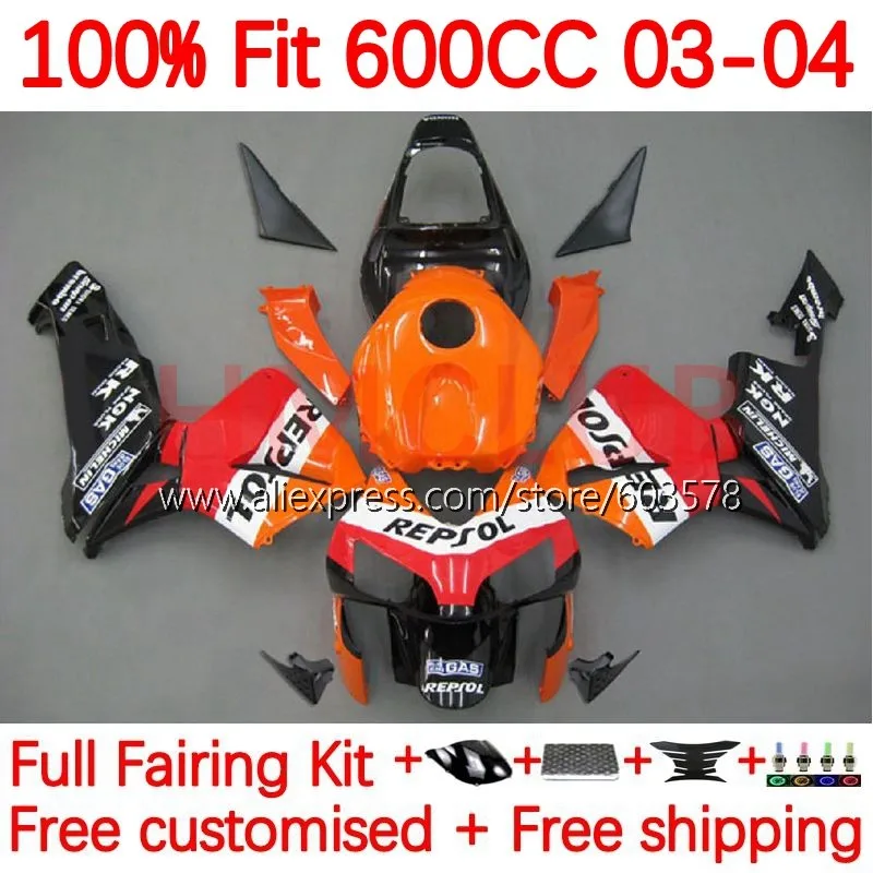 

Injection For HONDA CBR 600RR 600F5 CBR600F5 CBR 600 RR F5 CBR600RR 2003 2004 CBR600 RR orange glossy 03 04 OEM Fairing 143No.21