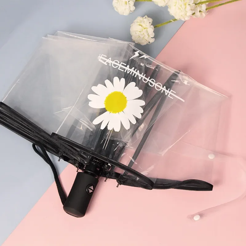 

NEW2023 Transparent Automatic Umbrella Windproof Auto Folding Rain Umbrella Foldable Car Parasol Outdoor Travel Business Men Wom