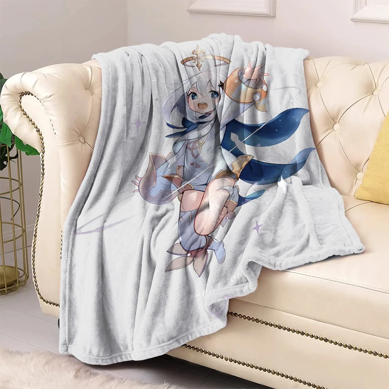 

Paimon Blanket for Decorative Sofa Cute Genshin Bedspread on the Bed Bedroom Decoration Fluffy Soft Blankets Throw Fleece game