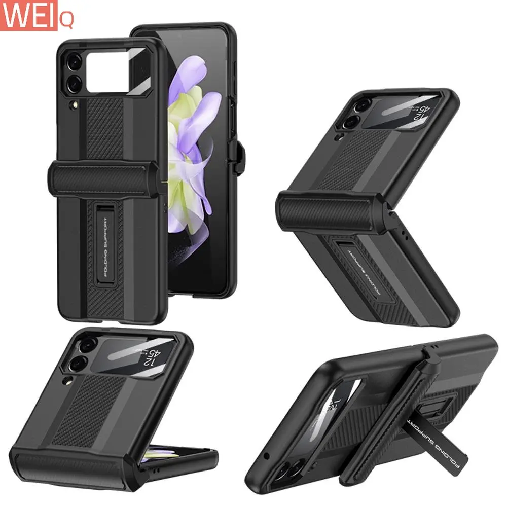 

Magnetic Hinge Supercar Style Case for Samsung Galaxy Z Flip 4 5G Flip4 Bracket Hard Case Shockproof Cover With Back Screen Film