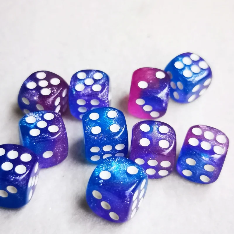 Ослепительные кубики 1 2 см 10 шт./лот D6 6 граней игральные кости для казино круглые