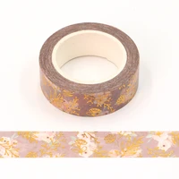 2022 new 1pc 15mm10m decorative gold foil leaves floral washi tape scrapbooking stationery office supply masking tape