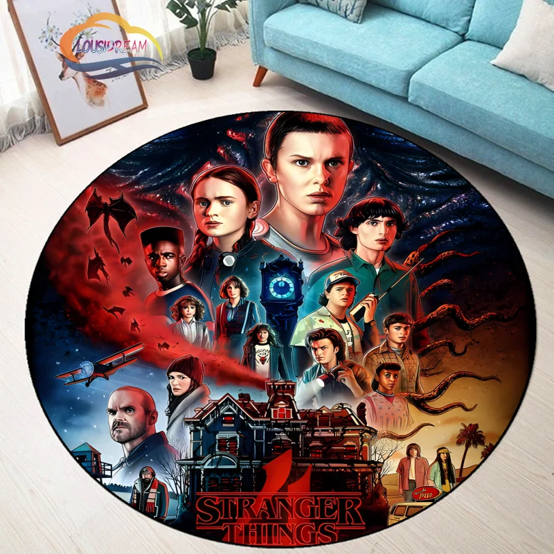 

3D Printing Horror drama Stranger Things series Round Carpet Living Room Rug Doormat Cold Pressing Fashion Non Slip Chair Mat