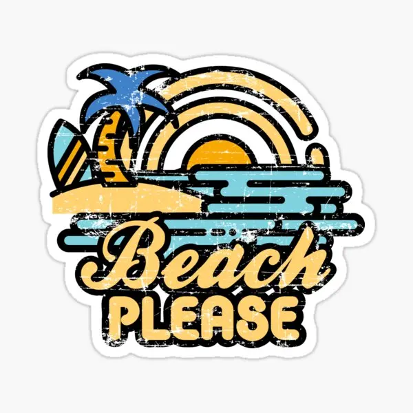 

Beach Please 5PCS Stickers for Wall Funny Laptop Luggage Print Decor Anime Car Cute Living Room Room Bumper Background