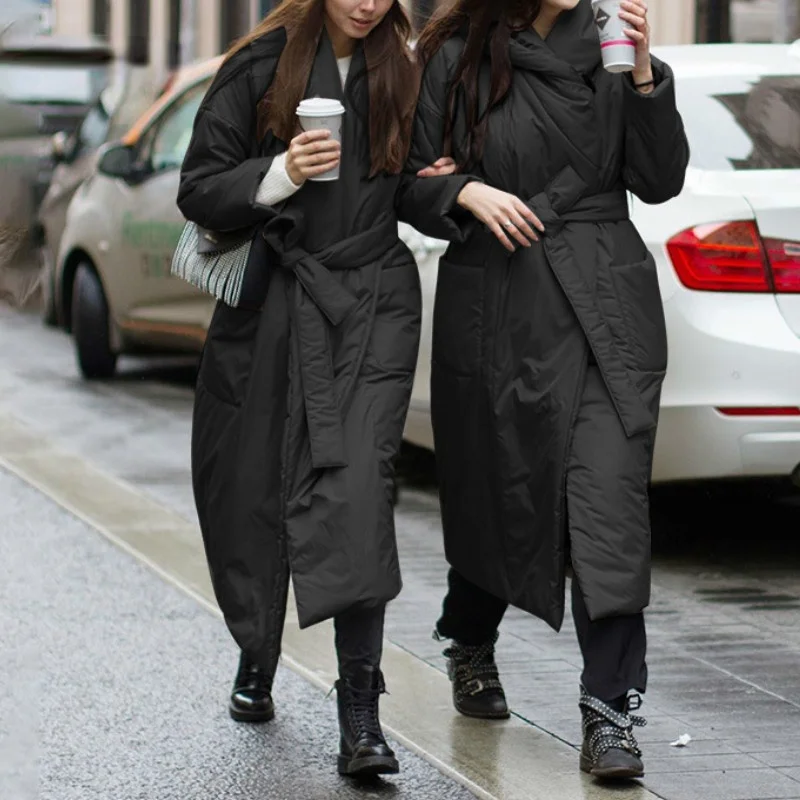 Hoodie Warm Parkas Women Fashion Loose Pockets Coats 2022 Winter Women Elegant Long Cotton Jackets Female Ladies Oversized Thick