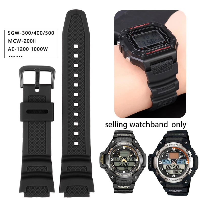 

Silicone Convex watch Strap For Casio SGW-300 / 400 / 500 AQ-S810 AE-1200 / 1000W W-800H / W-218H Waterproof Bracelet WatchBand