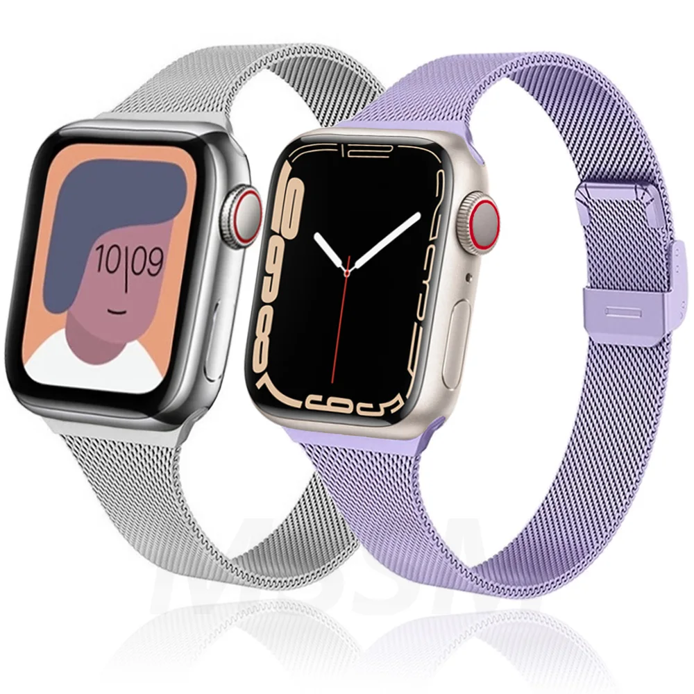 

Strap For Apple watch band 44mm 40mm 38mm 42mm metal Magnetic Loop correa Accessories bracelet iWatch serie 4 3 SE 6 7 45mm 41mm