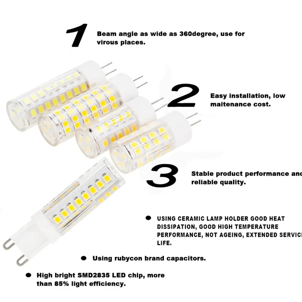 10 / 20 светодиодных лампочек 7W 9W 12W 15W 18W AC220V G9 Smd2835 Тепло холодно - белый 360 °