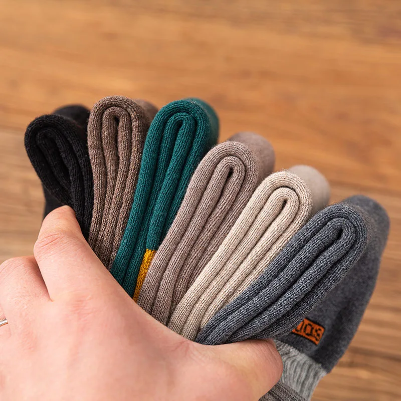 Winter Men's Thick Cotton Socks Harajuku Retro Warm Fashion Casual Long Socks Men 10 Pair