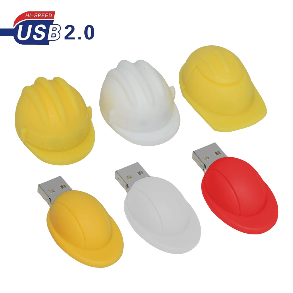 Высокоскоростной карикатурный милый флеш-накопитель стиле безопасного шлема USB 2.0 на 4 ГБ, 8 ГБ, 16 ГБ, 32 ГБ, 64 ГБ, 128 ГБ, подарки.