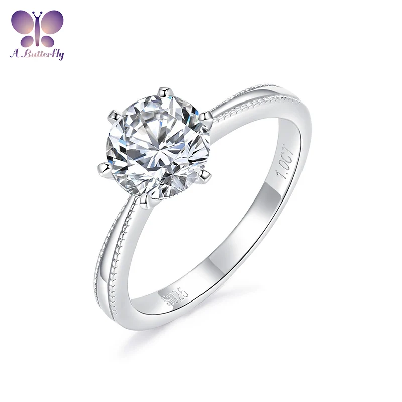 

A Butterfly D Color 0.5-3 Ct Moissanite 925 Sterling Silver Classic Six Prong Ring New Wedding Party Fine Jewelry Gift Wholesale