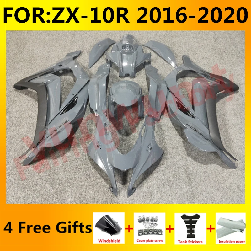 

Новый комплект обтекателей для мотоцикла ABS, подходит для Ninja ZX-10R ZX10R zx 10r 2016 2017 2018 2019 2020, полный комплект обтекателей для кузова, серый, черный