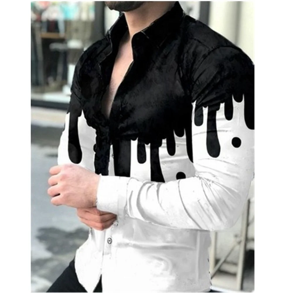 Men's Gradient 3D Print Long Sleeve Button Down Shirt