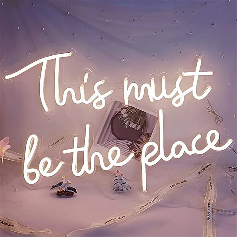 

Wanxing This Must be The Place Neon Sign Christmas for Home Bar Coffee Wall Party Decor Ideal Gifts for Friends Warm White